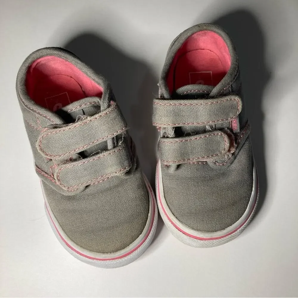 Vans Gray Pink Skate Double Velcro Strap Sneakers Shoes Toddler 5